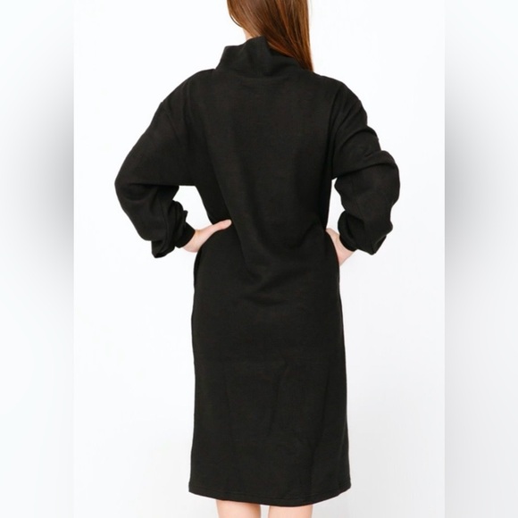 Smash + Tess The Sweater Dress Black Cozy  Midi Mockneck Dress Medium - Picture 4 of 12